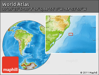 Physical Location Map of the Area around 30° 23' 20" S, 48° 22' 30" W
