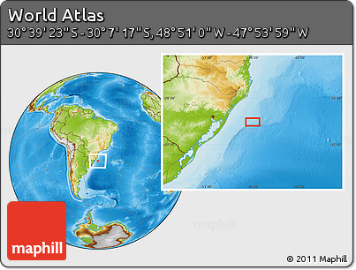 Physical Location Map of the Area around 30° 23' 20" S, 48° 22' 30" W