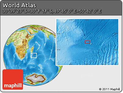 Physical Location Map of the Area around 30° 23' 20" S, 50° 13' 30" E