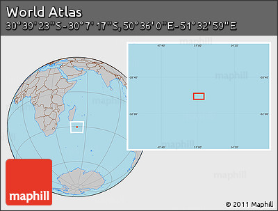 Gray Location Map of the Area around 30° 23' 20" S, 51° 4' 30" E