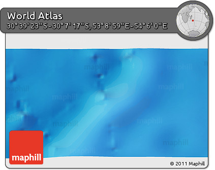 Physical 3D Map of the Area around 30° 23' 20" S, 53° 37' 30" E