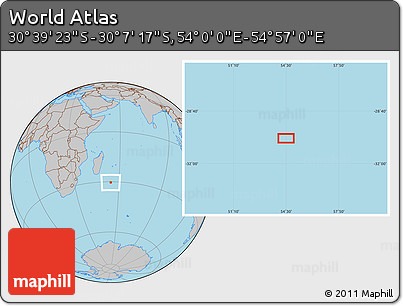Gray Location Map of the Area around 30° 23' 20" S, 54° 28' 30" E
