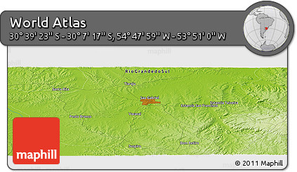 Physical Panoramic Map of the Area around 30° 23' 20" S, 54° 19' 30" W