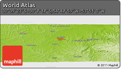 Physical Panoramic Map of the Area around 30° 23' 20" S, 54° 19' 30" W
