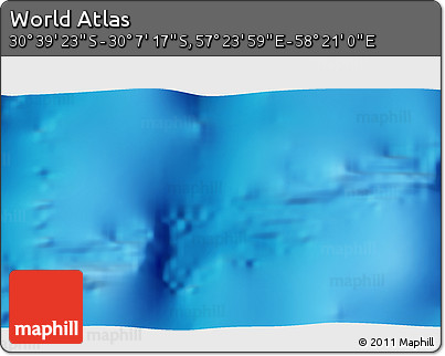 Physical 3D Map of the Area around 30° 23' 20" S, 57° 52' 30" E