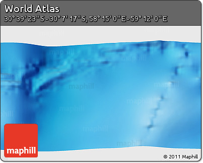Physical 3D Map of the Area around 30° 23' 20" S, 58° 43' 30" E