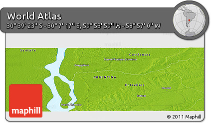 Physical Panoramic Map of the Area around 30° 23' 20" S, 59° 25' 29" W