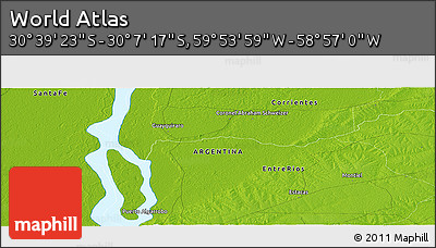 Physical Panoramic Map of the Area around 30° 23' 20" S, 59° 25' 29" W