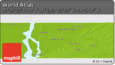 Physical Panoramic Map of the Area around 30° 23' 20" S, 59° 25' 29" W