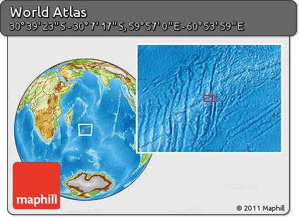 Physical Location Map of the Area around 30° 23' 20" S, 60° 25' 29" E