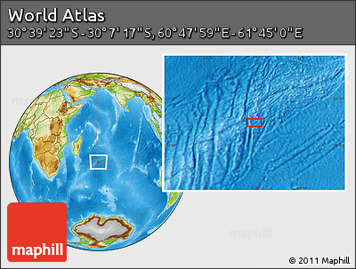 Physical Location Map of the Area around 30° 23' 20" S, 61° 16' 29" E