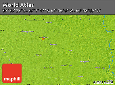Physical Map of the Area around 30° 23' 20" S, 61° 7' 30" W