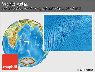 Physical Location Map of the Area around 30° 23' 20" S, 62° 7' 30" E
