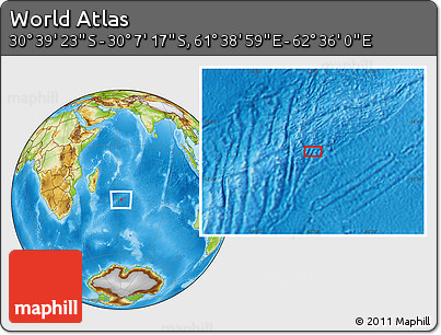 Physical Location Map of the Area around 30° 23' 20" S, 62° 7' 30" E