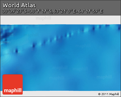 Physical 3D Map of the Area around 30° 23' 20" S, 63° 49' 30" E