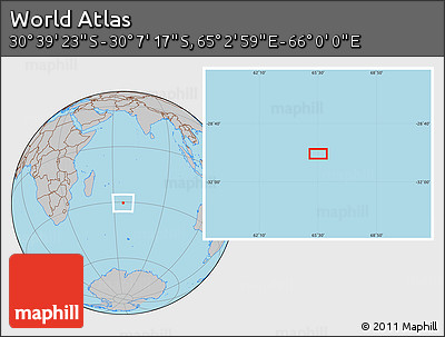 Gray Location Map of the Area around 30° 23' 20" S, 65° 31' 30" E