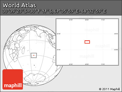 Blank Location Map of the Area around 30° 23' 20" S, 68° 4' 29" E
