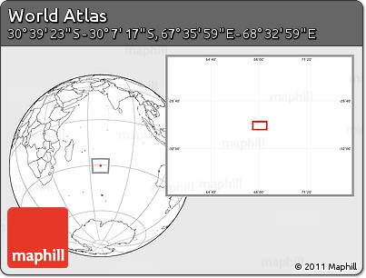 Blank Location Map of the Area around 30° 23' 20" S, 68° 4' 29" E