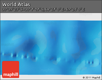 Physical 3D Map of the Area around 30° 23' 20" S, 68° 55' 30" E