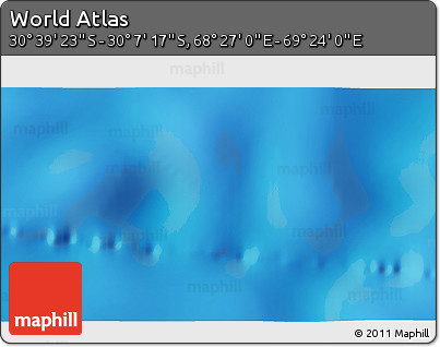 Physical 3D Map of the Area around 30° 23' 20" S, 68° 55' 30" E