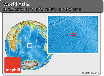Physical Location Map of the Area around 30° 23' 20" S, 70° 37' 30" E
