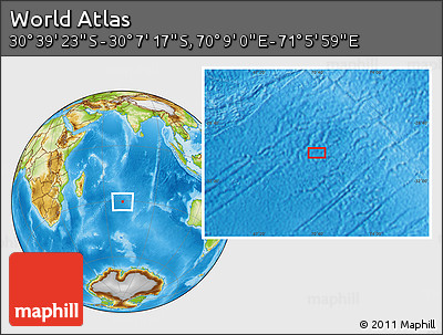 Physical Location Map of the Area around 30° 23' 20" S, 70° 37' 30" E