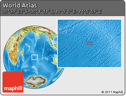 Physical Location Map of the Area around 30° 23' 20" S, 70° 37' 30" E