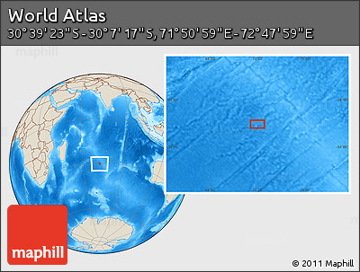 Shaded Relief Location Map of the Area around 30° 23' 20" S, 72° 19' 29" E