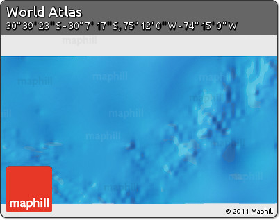 Physical 3D Map of the Area around 30° 23' 20" S, 74° 43' 29" W