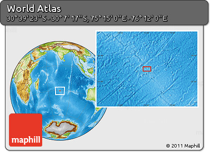 Physical Location Map of the Area around 30° 23' 20" S, 75° 43' 29" E