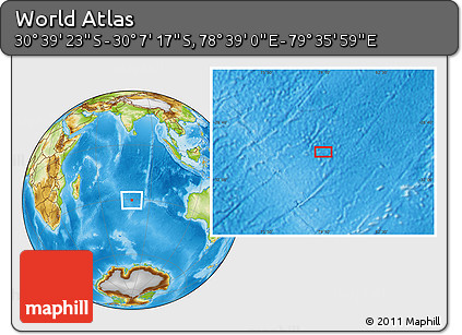 Physical Location Map of the Area around 30° 23' 20" S, 79° 7' 30" E