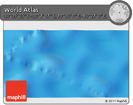 Physical 3D Map of the Area around 30° 23' 20" S, 79° 58' 29" E