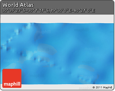 Physical 3D Map of the Area around 30° 23' 20" S, 79° 58' 29" E