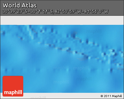 Physical 3D Map of the Area around 30° 23' 20" S, 82° 22' 30" W
