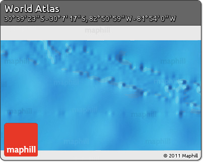 Physical 3D Map of the Area around 30° 23' 20" S, 82° 22' 30" W