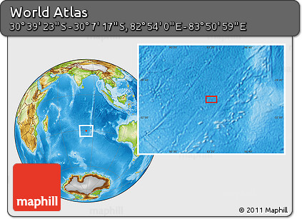 Physical Location Map of the Area around 30° 23' 20" S, 83° 22' 30" E
