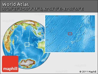 Physical Location Map of the Area around 30° 23' 20" S, 83° 22' 30" E