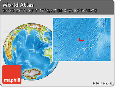Physical Location Map of the Area around 30° 23' 20" S, 83° 22' 30" E