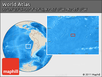Shaded Relief Location Map of the Area around 30° 23' 20" S, 83° 13' 29" W