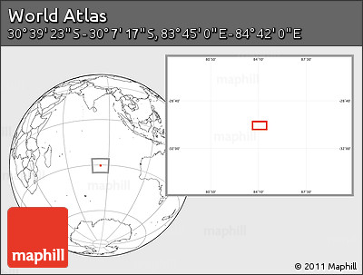 Blank Location Map of the Area around 30° 23' 20" S, 84° 13' 29" E