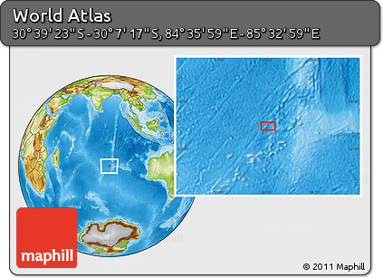 Physical Location Map of the Area around 30° 23' 20" S, 85° 4' 29" E