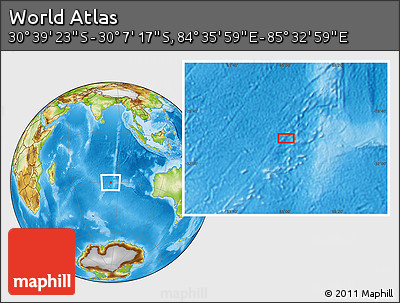 Physical Location Map of the Area around 30° 23' 20" S, 85° 4' 29" E