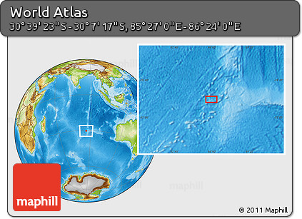 Physical Location Map of the Area around 30° 23' 20" S, 85° 55' 30" E