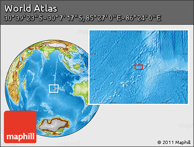 Physical Location Map of the Area around 30° 23' 20" S, 85° 55' 30" E