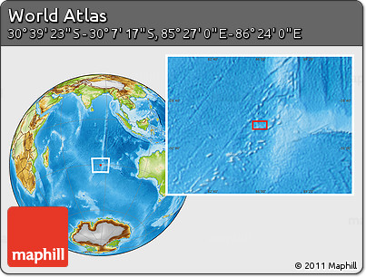 Physical Location Map of the Area around 30° 23' 20" S, 85° 55' 30" E