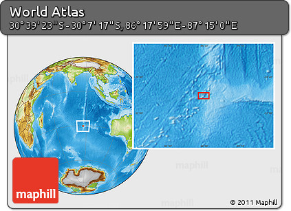 Physical Location Map of the Area around 30° 23' 20" S, 86° 46' 30" E