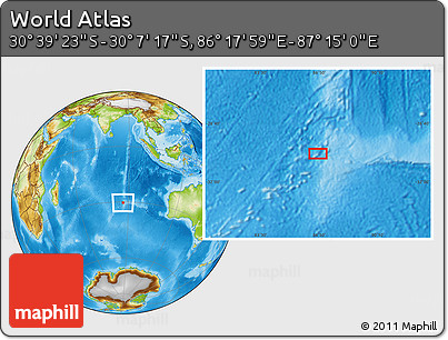 Physical Location Map of the Area around 30° 23' 20" S, 86° 46' 30" E