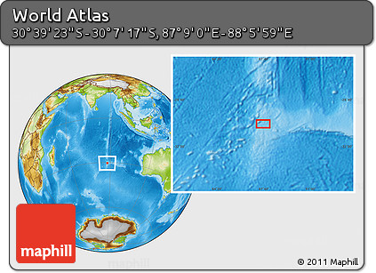 Physical Location Map of the Area around 30° 23' 20" S, 87° 37' 30" E