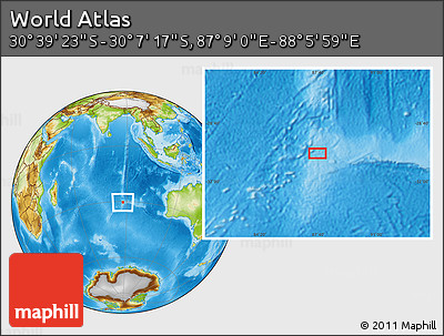 Physical Location Map of the Area around 30° 23' 20" S, 87° 37' 30" E