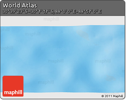 Shaded Relief 3D Map of the Area around 30° 23' 20" S, 88° 28' 29" E